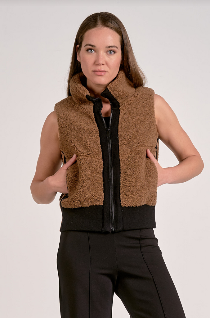 Toffee Sherpa Vest - BluePeppermint Boutique