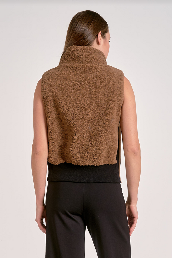 Toffee Sherpa Vest - BluePeppermint Boutique