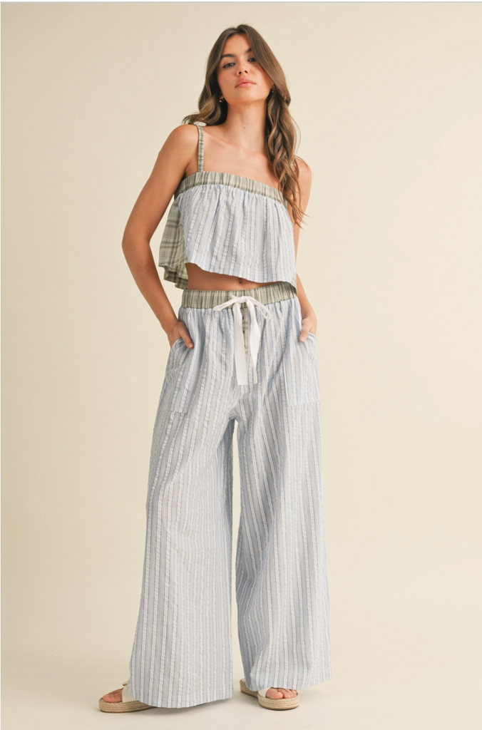 Moore Striped Pants - BluePeppermint Boutique