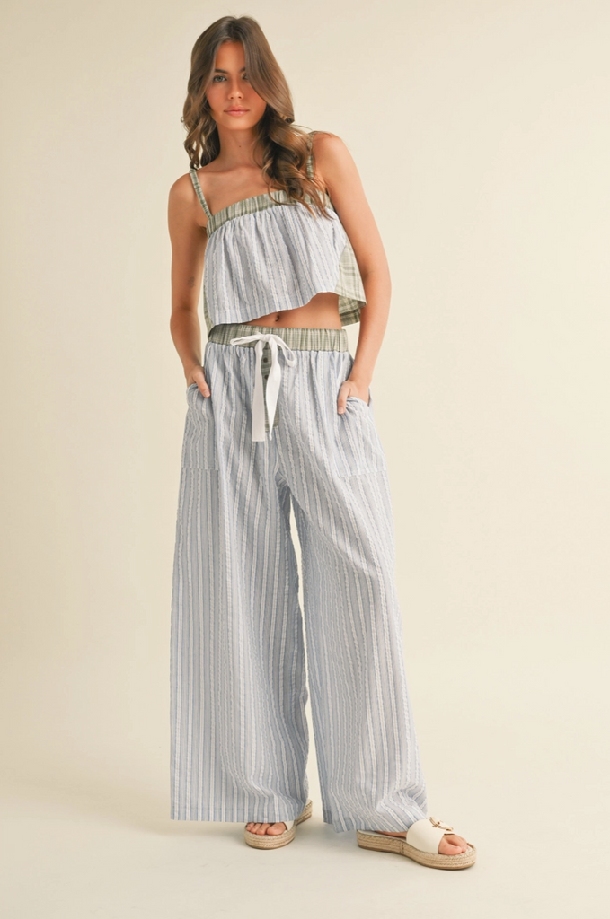 Moore Striped Pants - BluePeppermint Boutique
