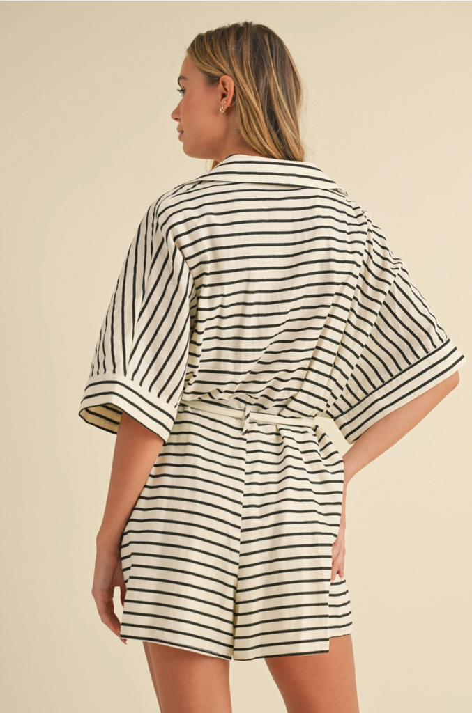 Bernadette Belted Romper - BluePeppermint Boutique