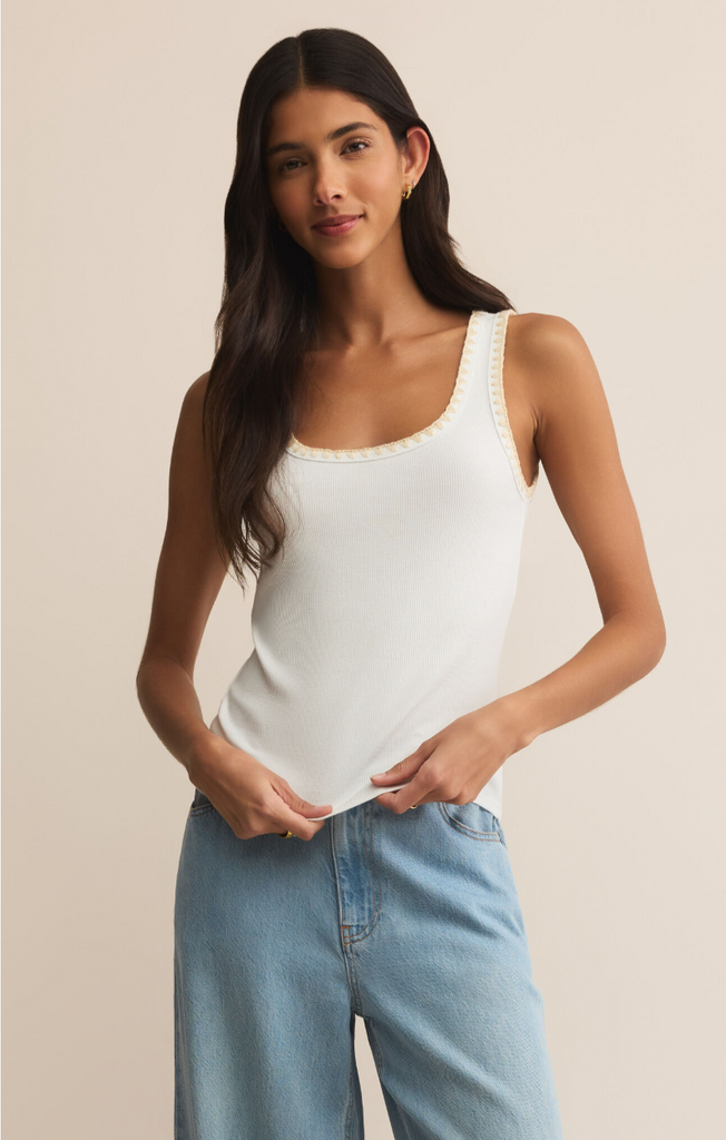 Z Supply Jaidynn Rib Tank - White - BluePeppermint Boutique