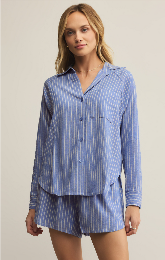 Z Supply The Perfect Line Top - Amparo Blue - BluePeppermint Boutique