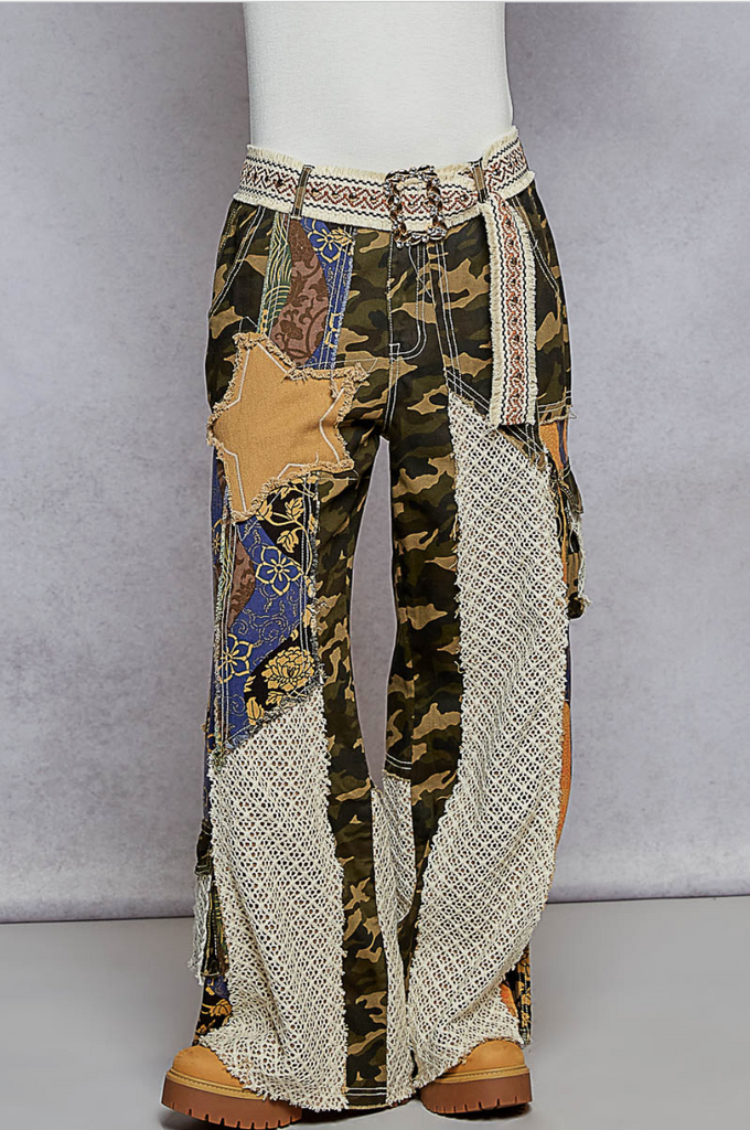 Camo Patchwork Pants - BluePeppermint Boutique