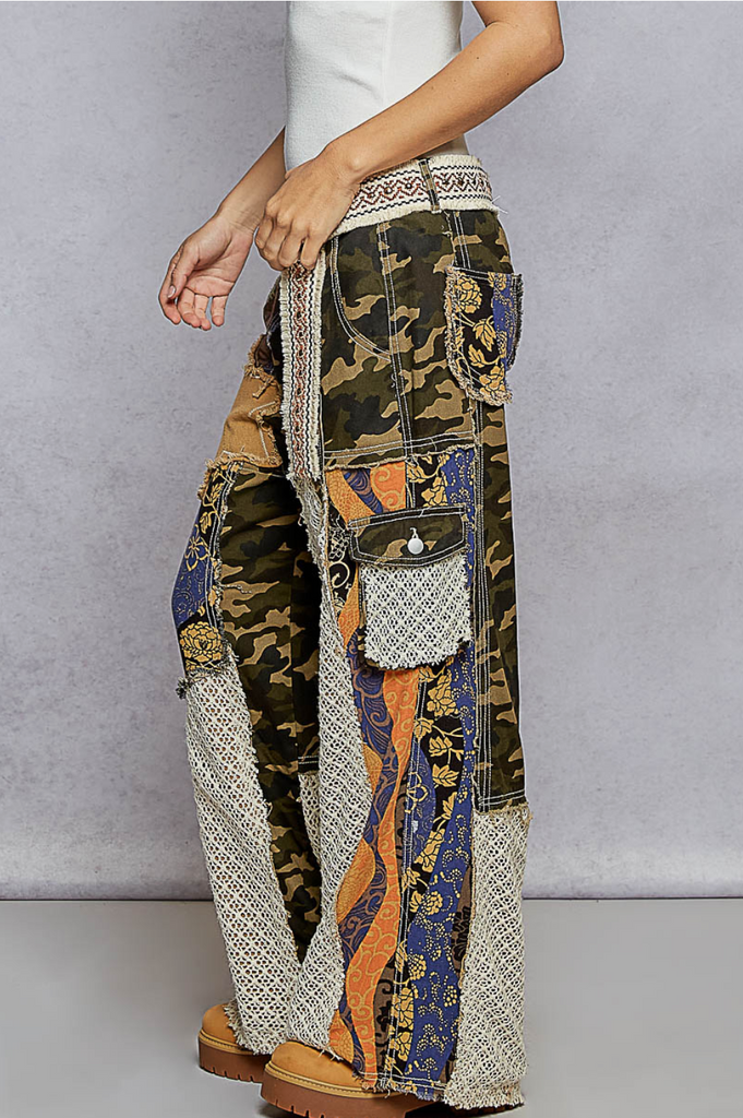 Camo Patchwork Pants - BluePeppermint Boutique