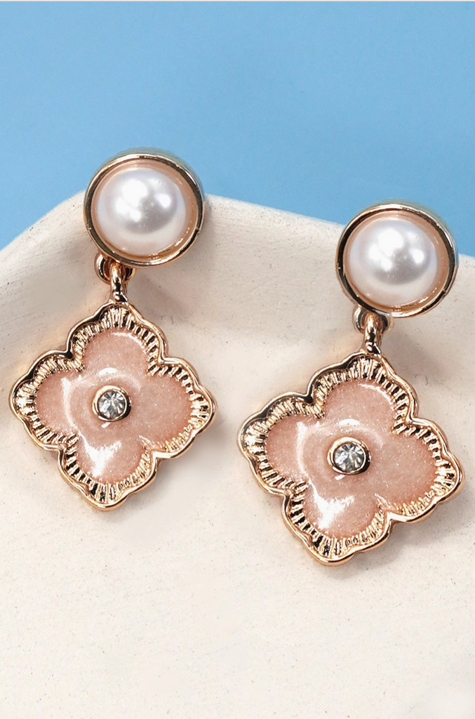 Pearl Clover Drop Earrings