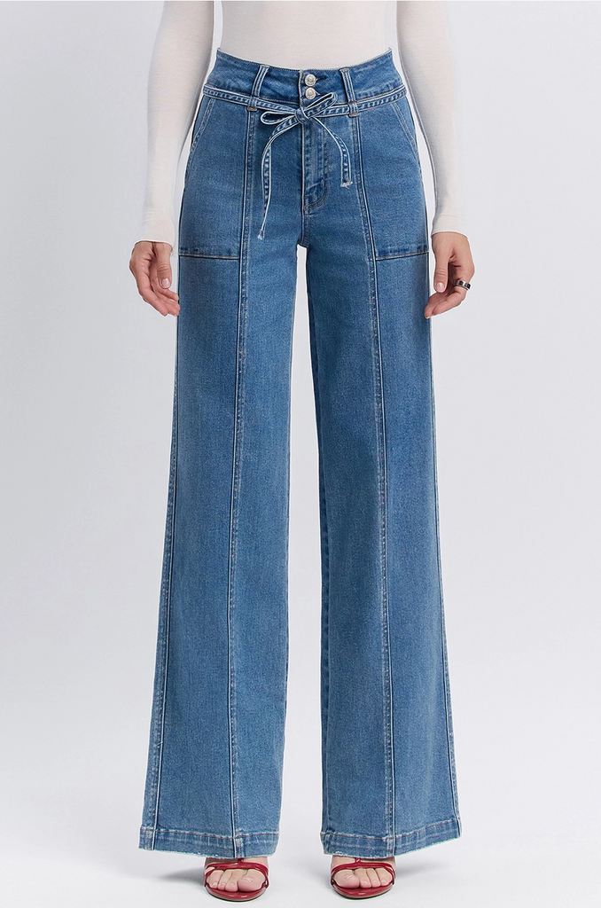 Vervet | Super High Rise Tie Jeans - BluePeppermint Boutique