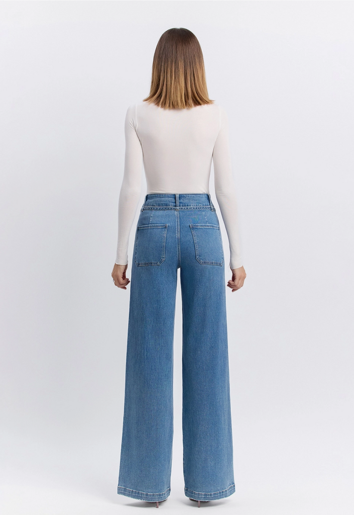 Vervet | Super High Rise Tie Jeans - BluePeppermint Boutique