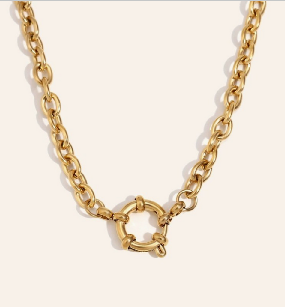 Chain Round Clasp Necklace - BluePeppermint Boutique