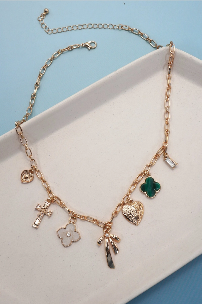Green Clover Charm Necklace - BluePeppermint Boutique