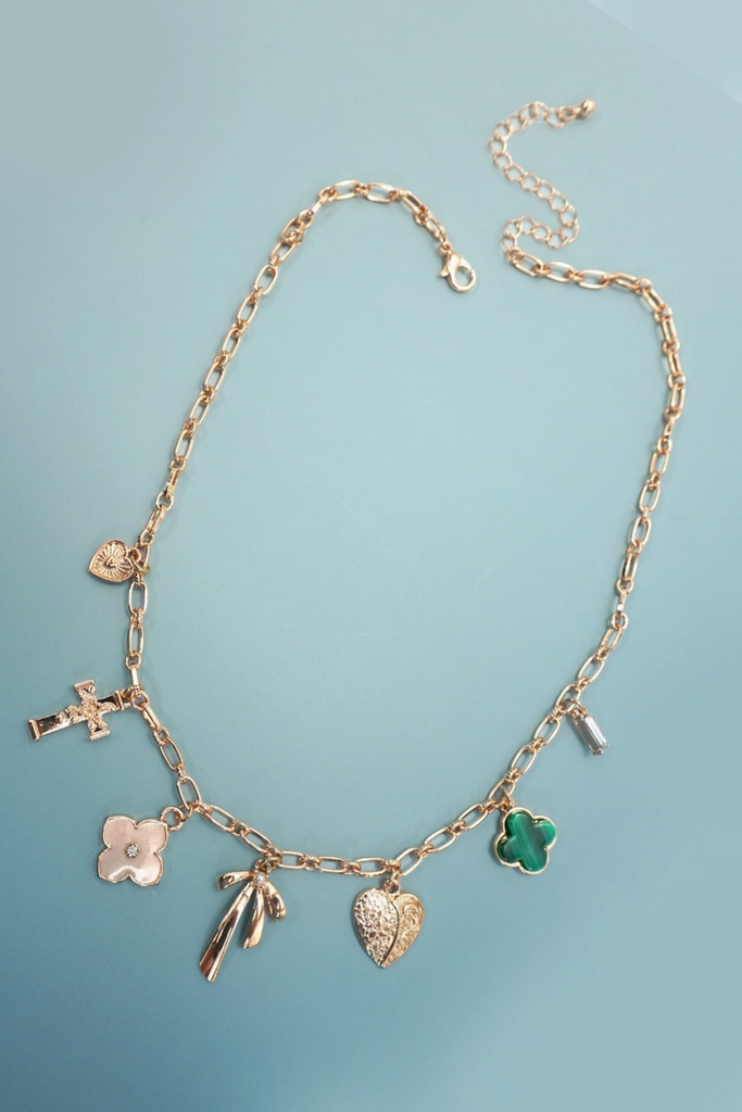 Green Clover Charm Necklace - BluePeppermint Boutique