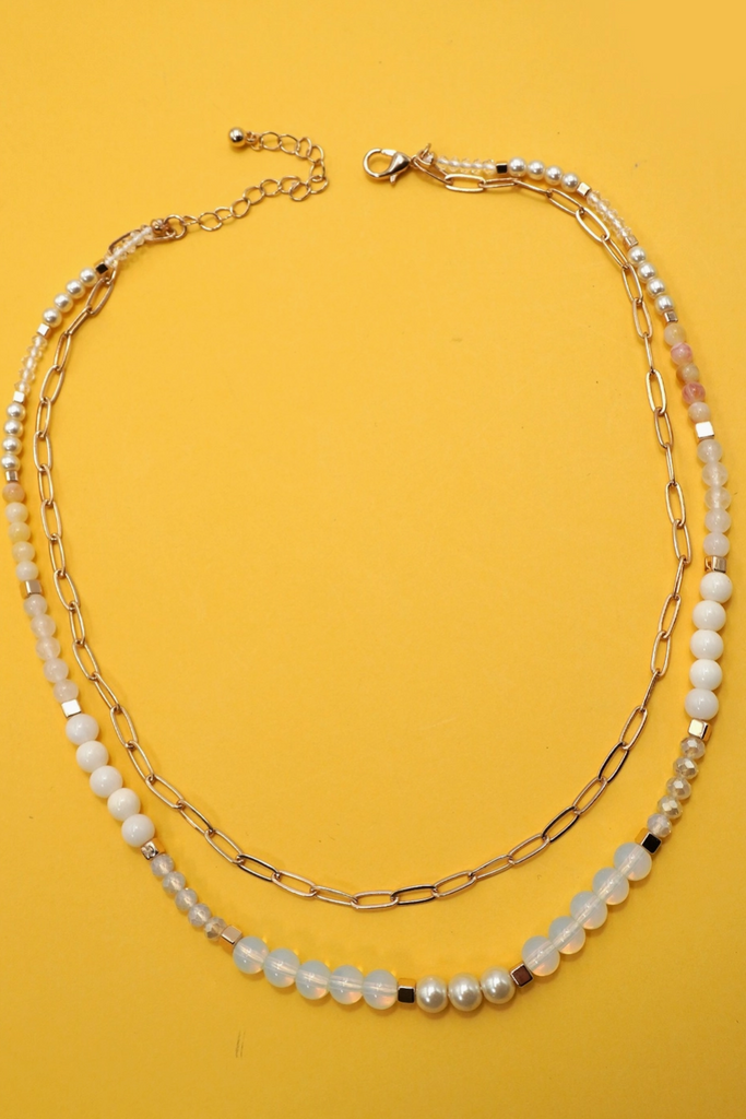 Layered Bead & Chain Necklace - BluePeppermint Boutique