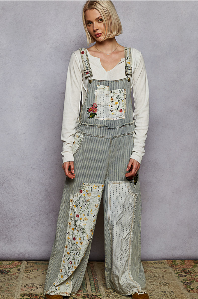 Harmony Striped Denim Overalls - BluePeppermint Boutique