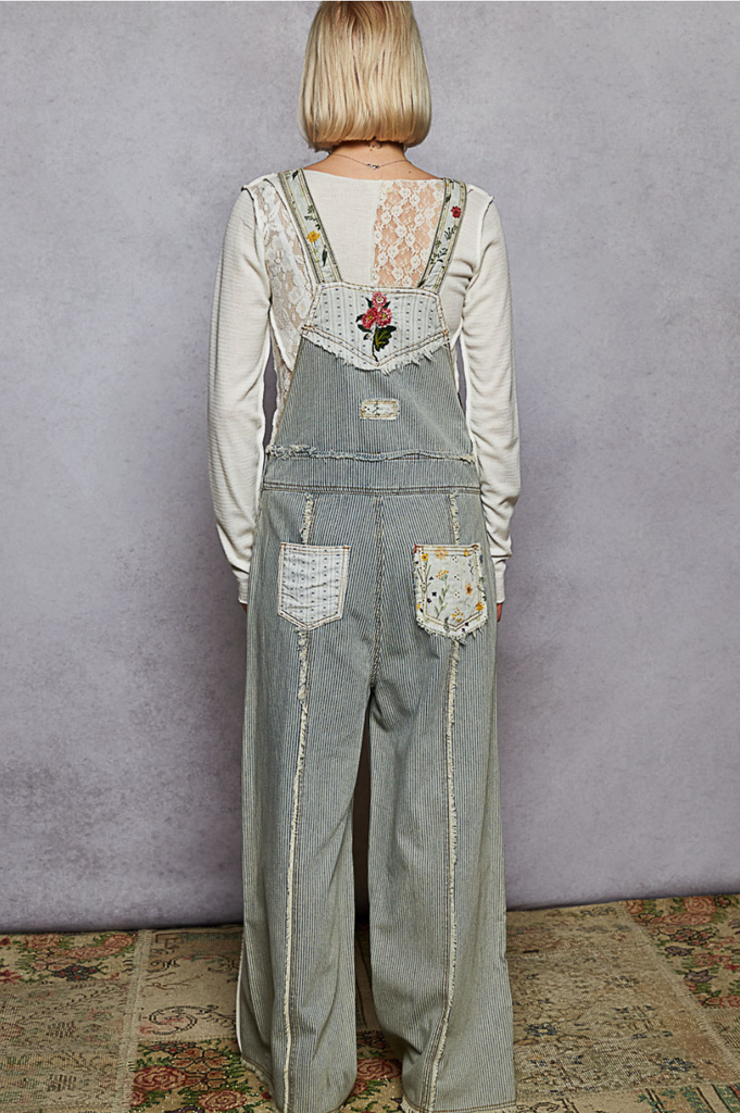 Harmony Striped Denim Overalls - BluePeppermint Boutique