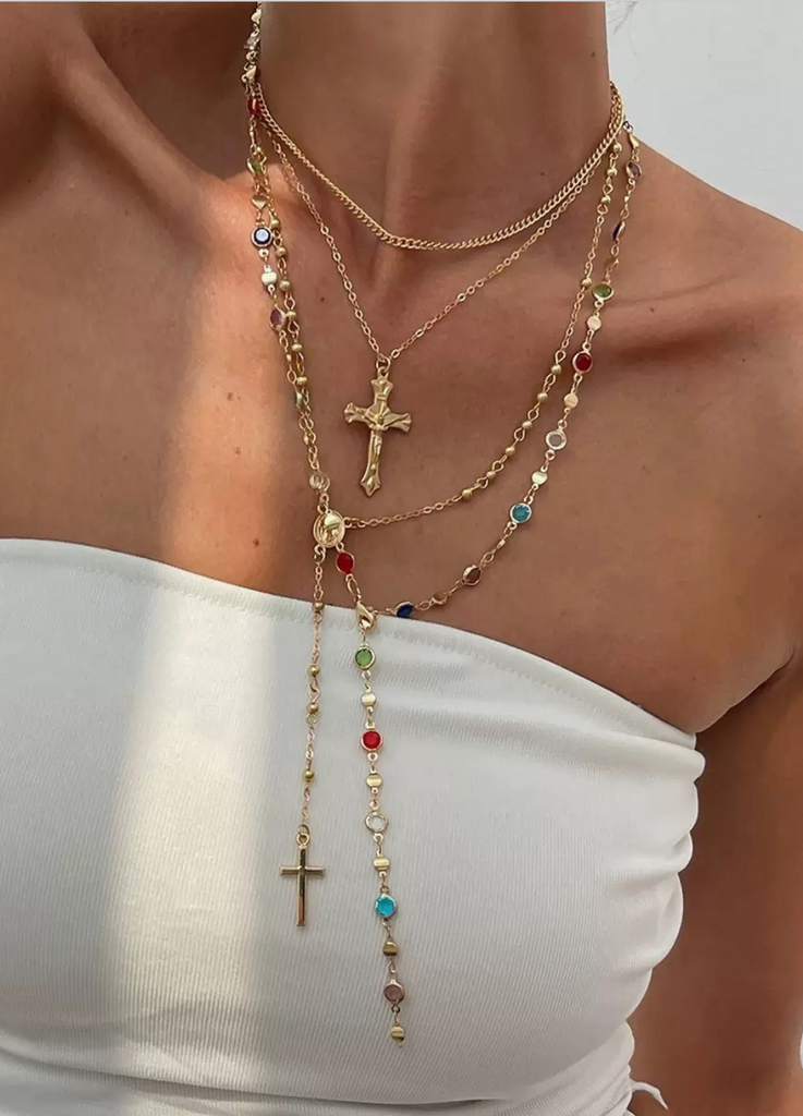 Boho Cross Lariat Necklace - BluePeppermint Boutique