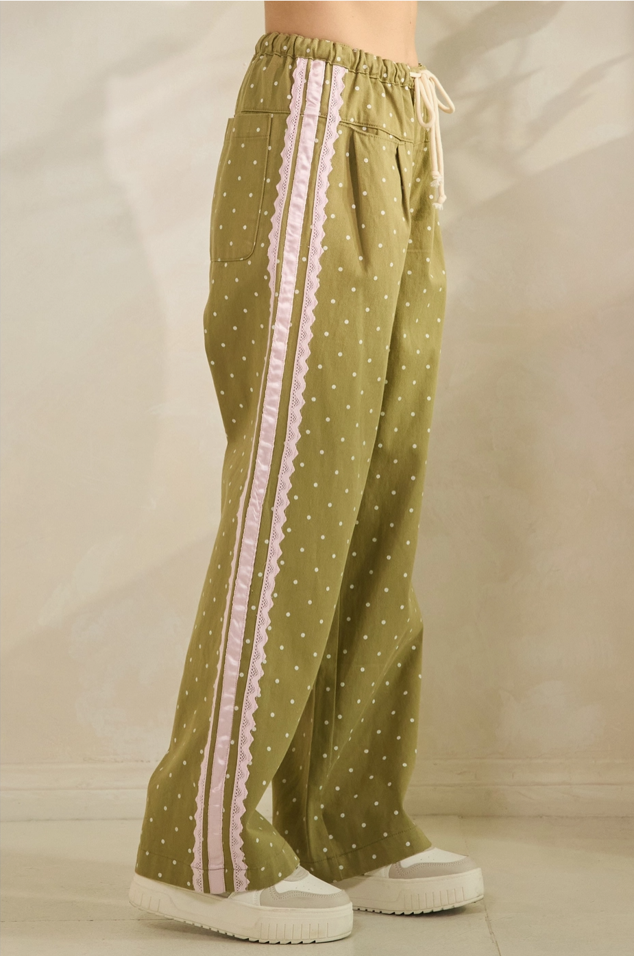 Dot to Dot Satin Contrast Polka Dot Pants | BluePeppermint Boutique