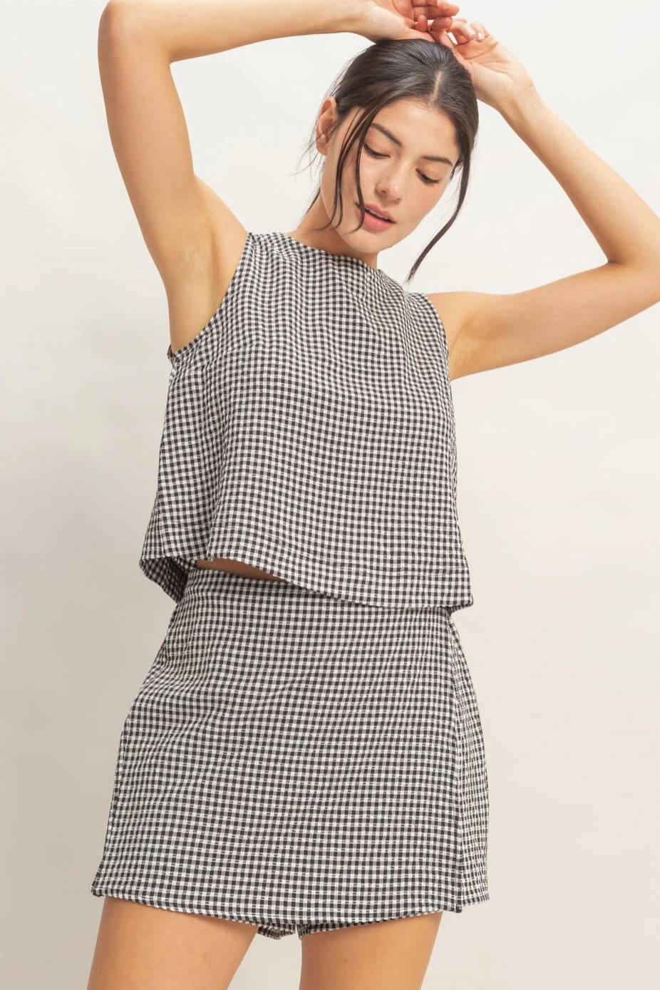 Check Yourself Gingham Sleeveless Top - Black | BluePeppermint