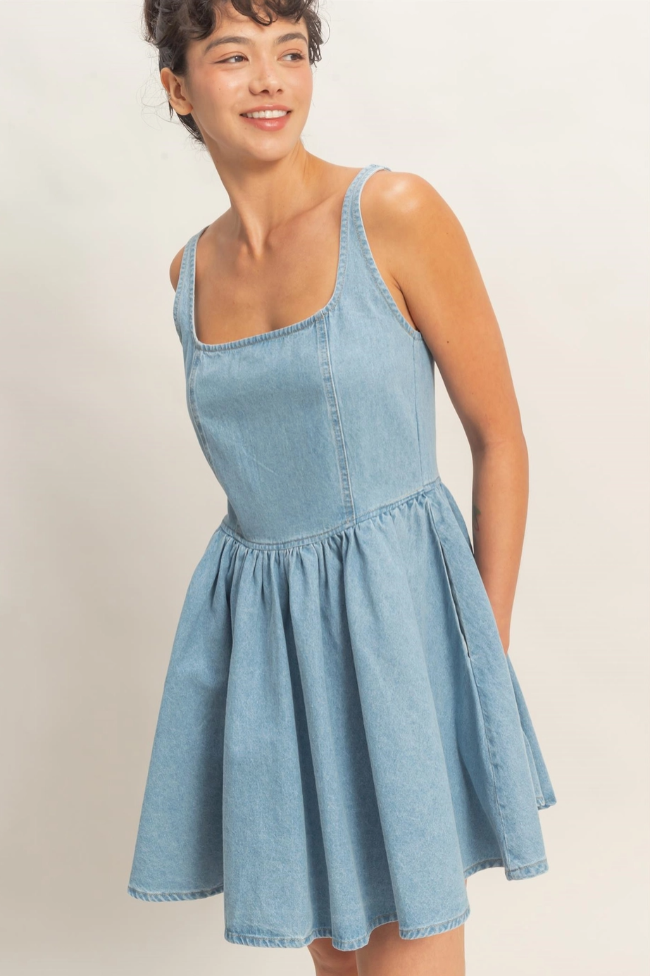 pale blue denim dress Classic Denim Dress in Light Blue