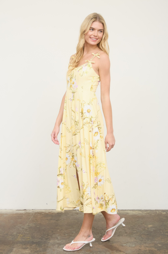 Gelato Floral Midi Dress - Butter Yellow Gelato Floral Midi Dress - Butter Yellow