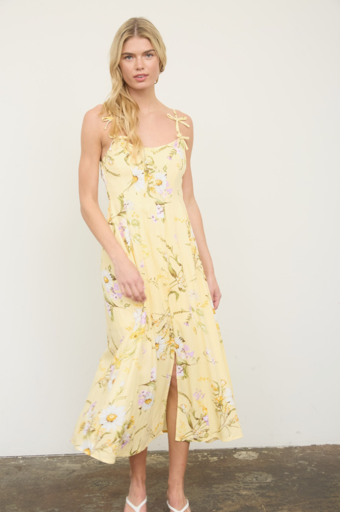 Gelato Floral Midi Dress - Butter Yellow