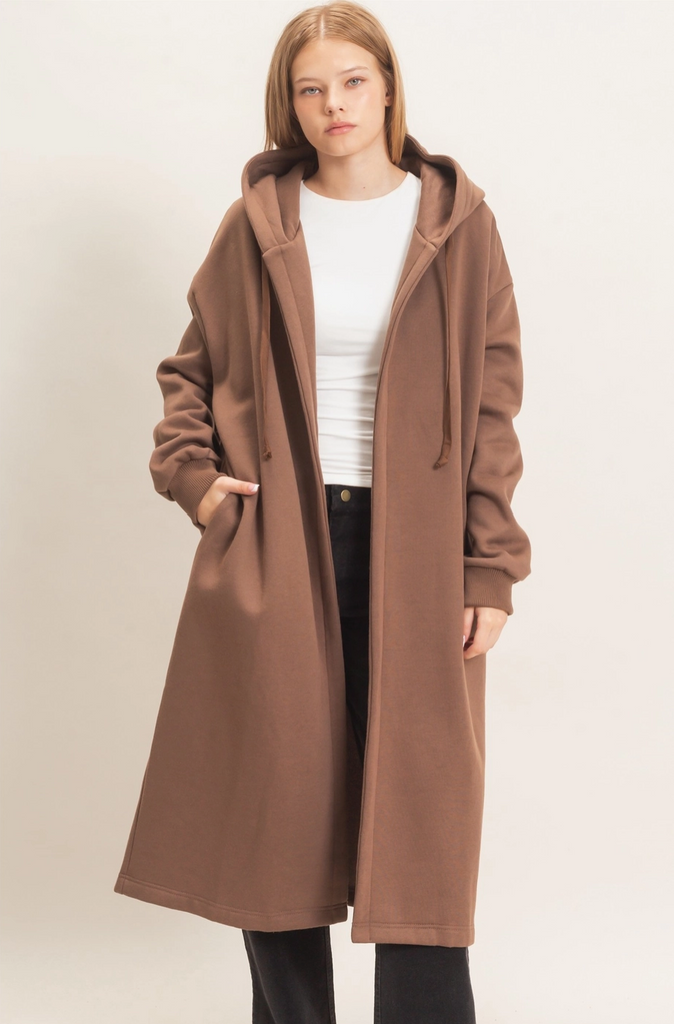 Wrapped Up Oversized Hooded Open Front Coat | BluePeppermint Boutique