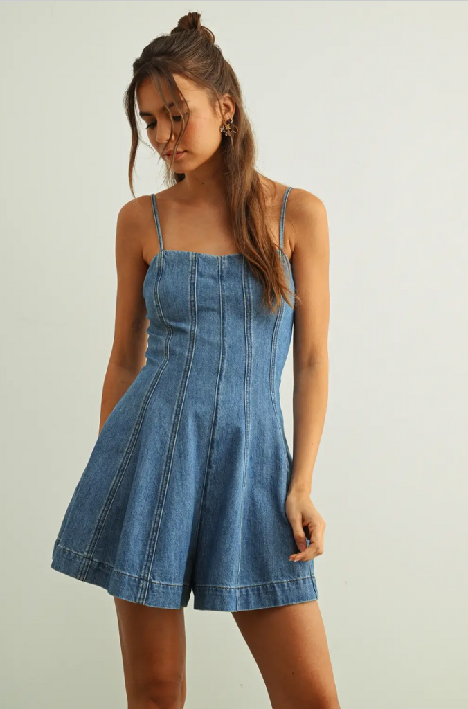 Denim Daydream Scoop Neck Flowy Mini Dress - Light Blue