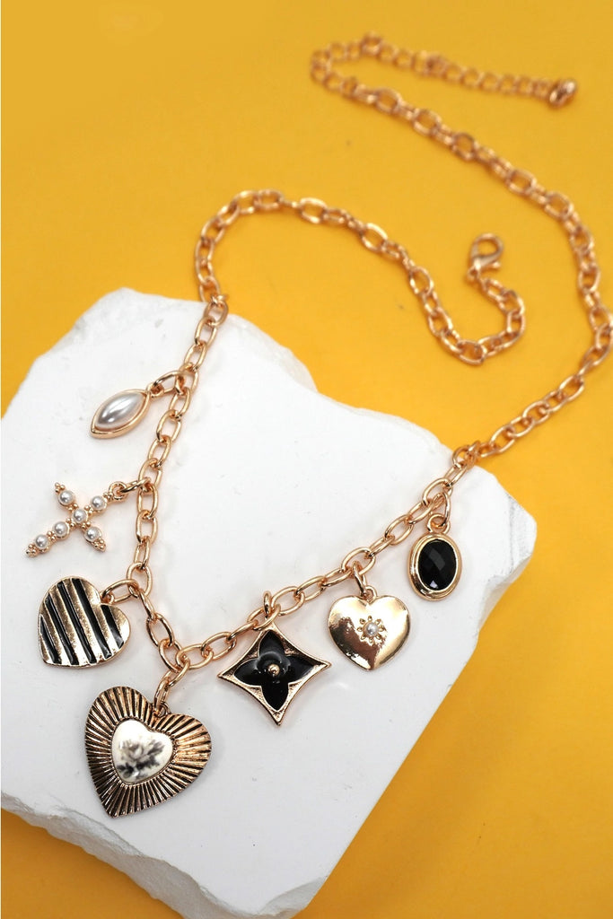 Vintage Heart Charm Necklace - BluePeppermint Boutique