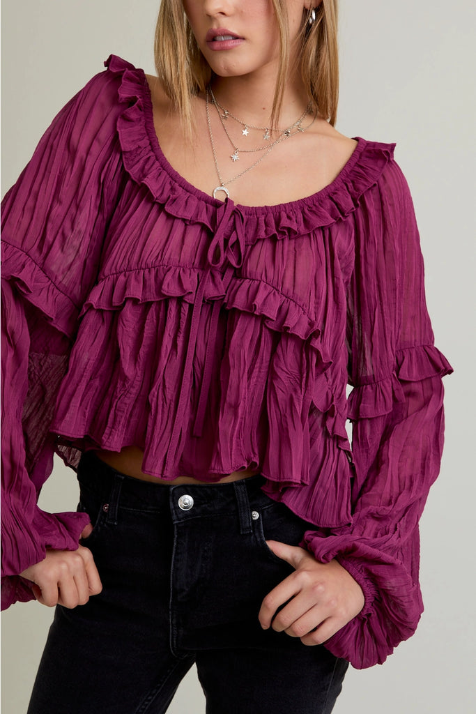 Lyra Ruffle Blouse - BluePeppermint Boutique