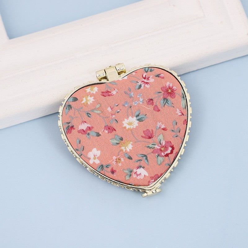Heart Floral Compact Mirror - Pink - BluePeppermint Boutique