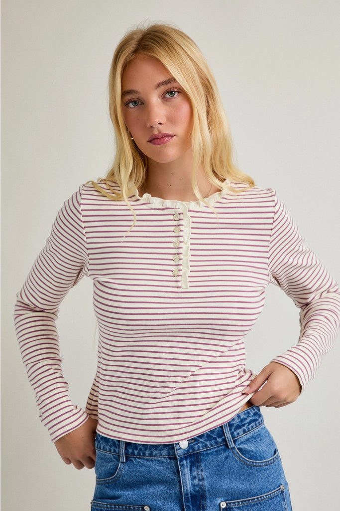 Noah Striped Henley - BluePeppermint Boutique