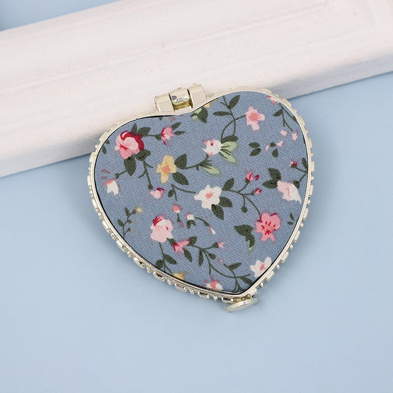 Heart Floral Compact Mirror - Blue - BluePeppermint Boutique