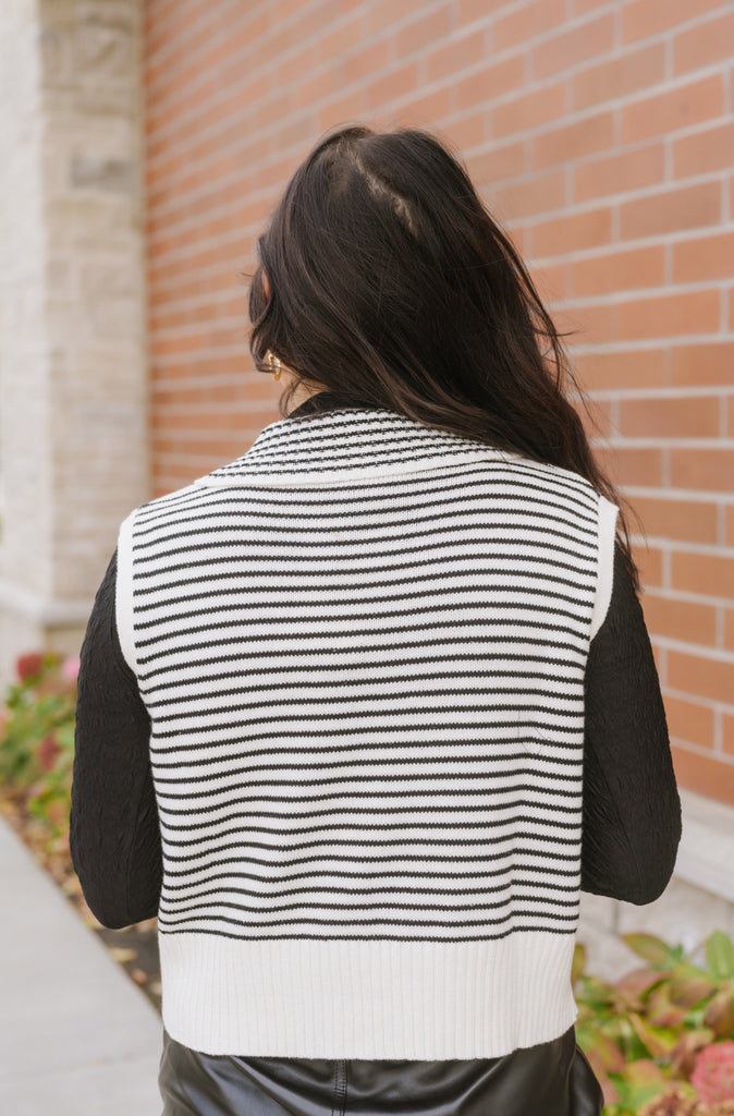 Signature Striped Sweater Vest - BluePeppermint Boutique