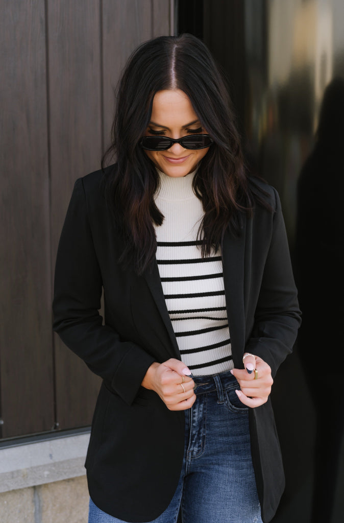 The Classic Open Front Blazer-Black - BluePeppermint Boutique