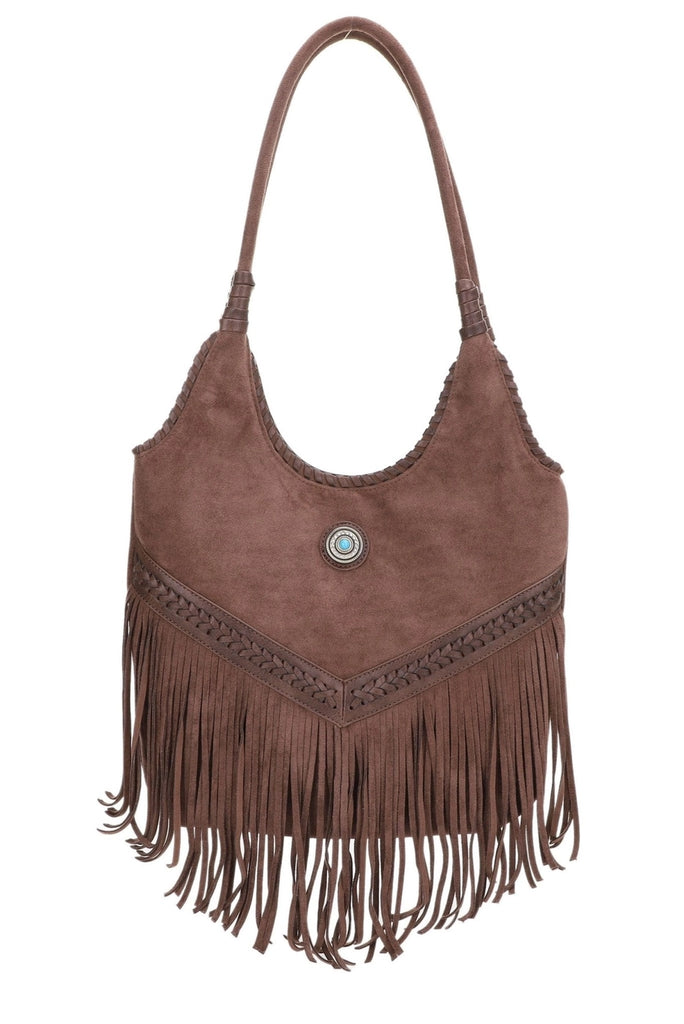 Western Fringe Bag - Brown - BluePeppermint Boutique