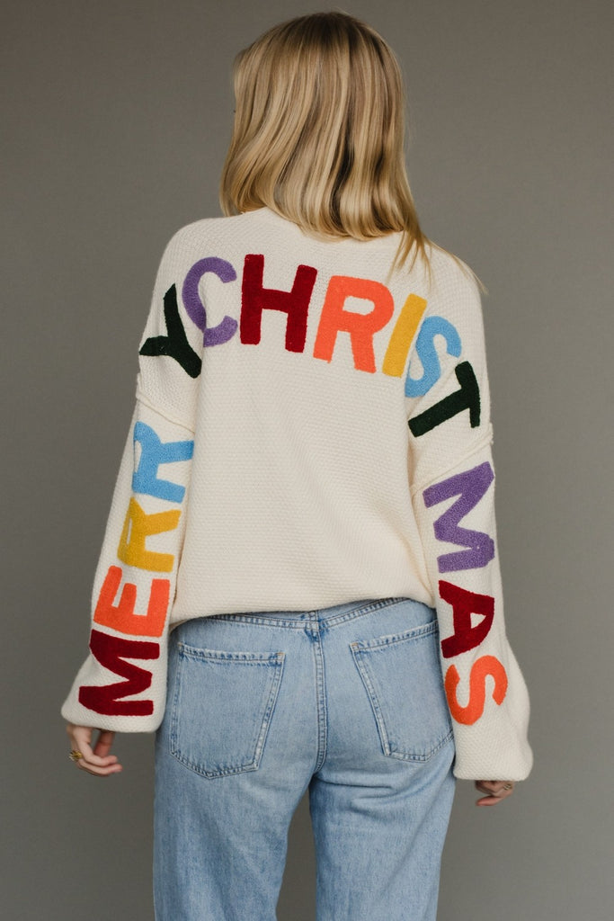 Colorful Merry Christmas Sweater - BluePeppermint Boutique