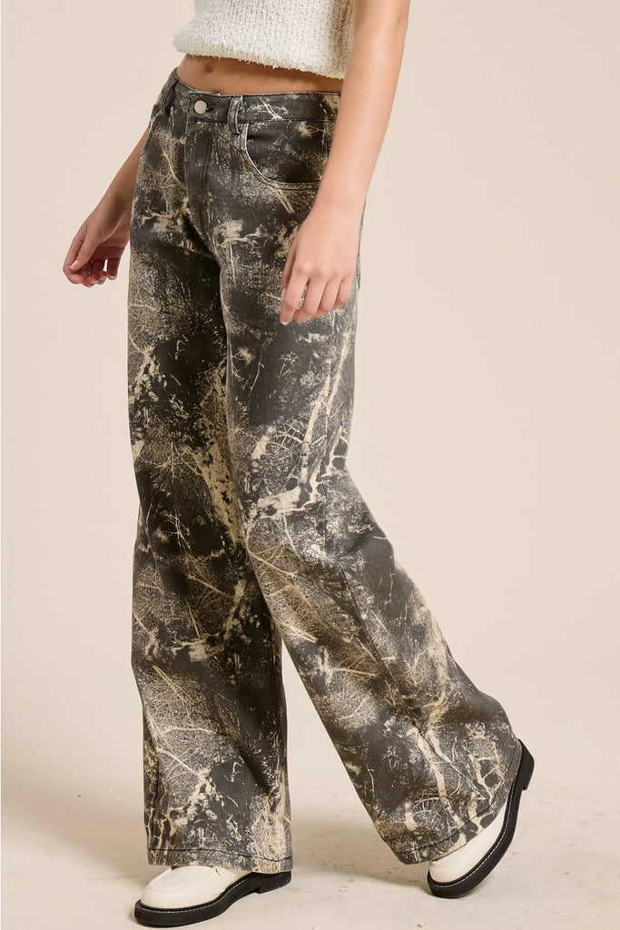 Grunge Splatter Wide Leg Jeans - BluePeppermint Boutique