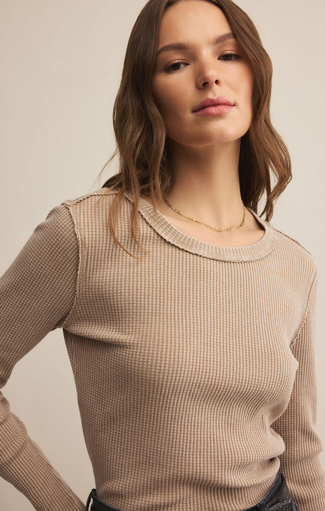 Z Supply | Arlet Mini Thermal Top - Desert Tan - BluePeppermint Boutique