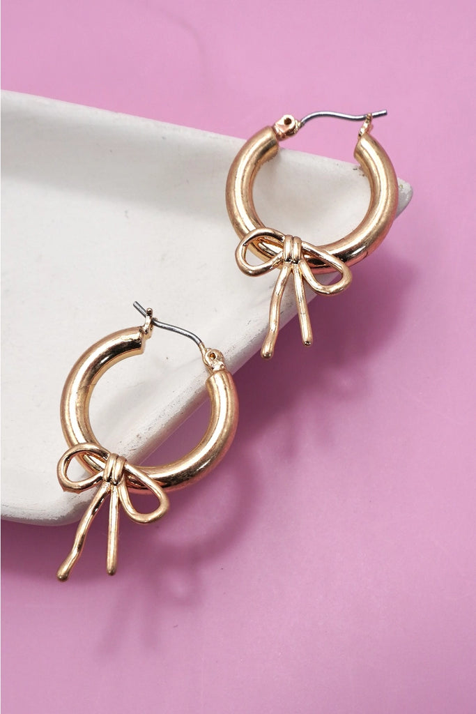 Bow Hoop Earrings - BluePeppermint Boutique
