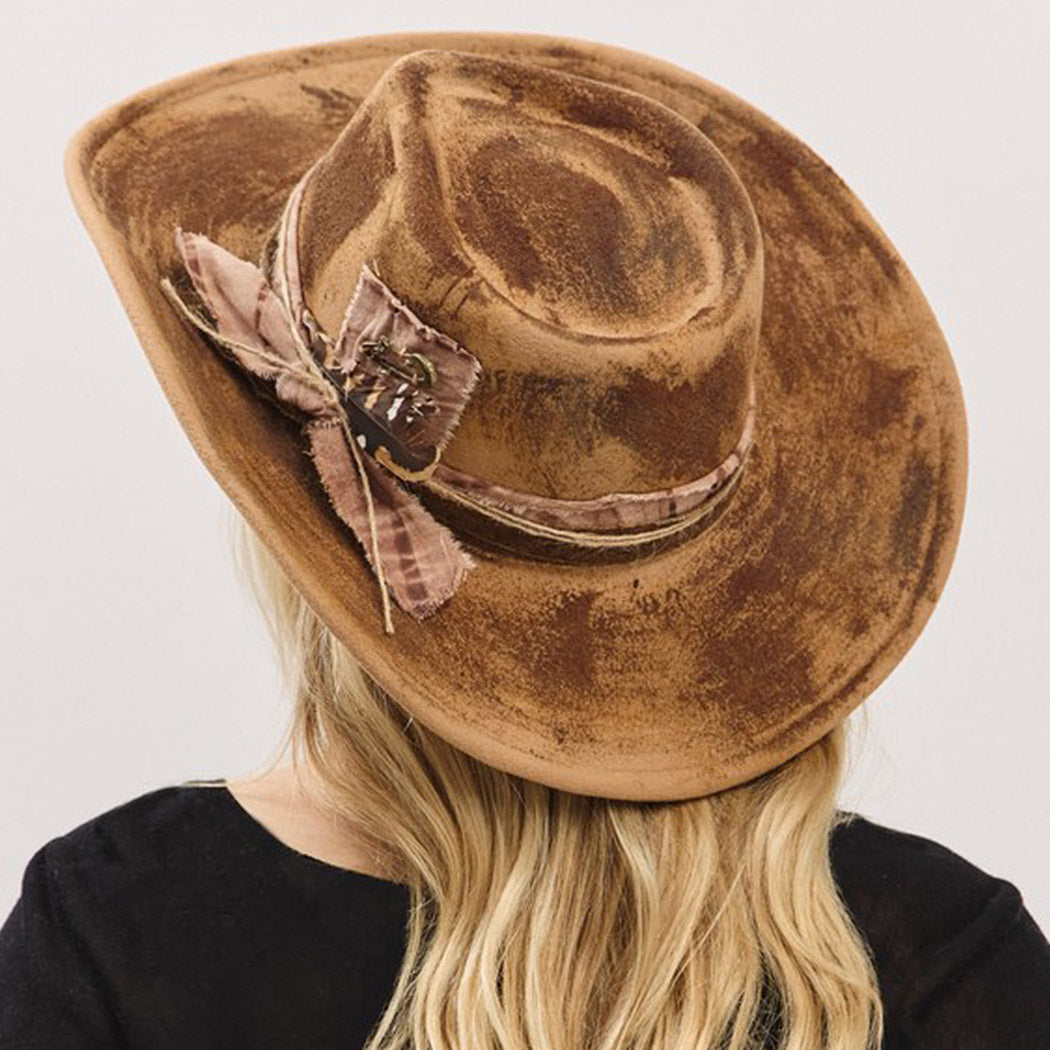 Vintage Shapeable Cowgirl Fedora Hat - Taupe  display picture 2