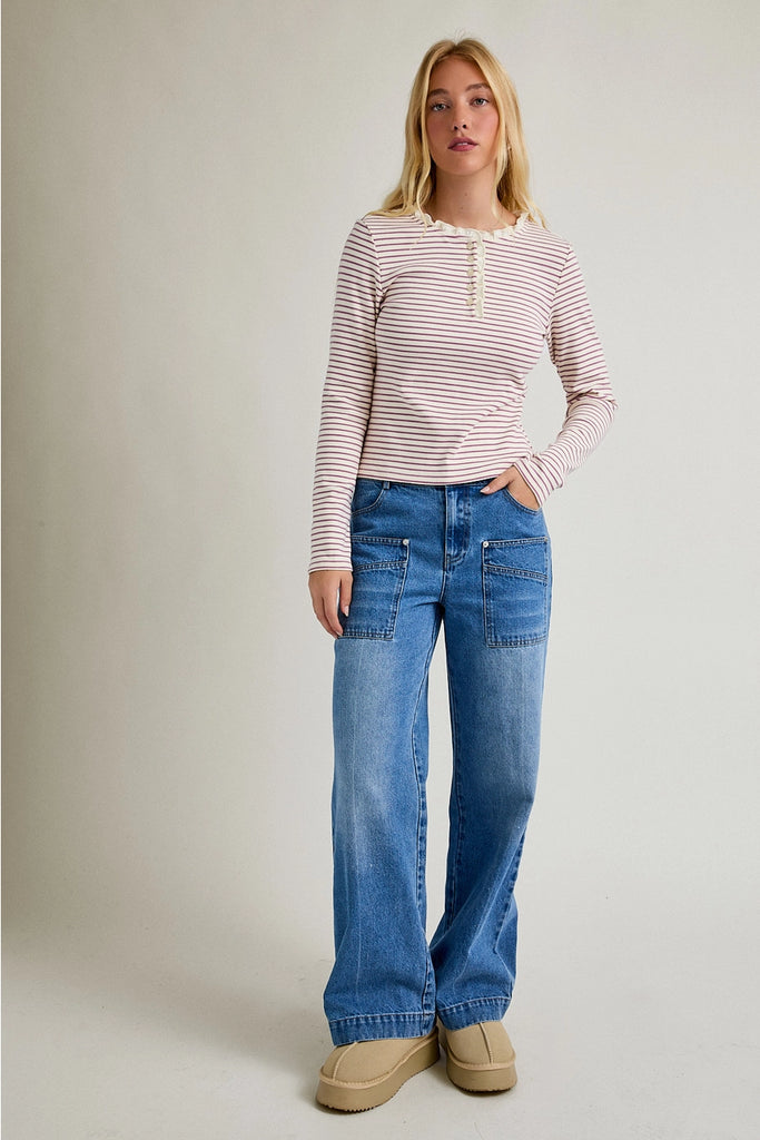 Noah Striped Henley - BluePeppermint Boutique