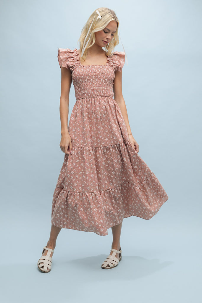 Flora Flora Midi Dress - Rust - BluePeppermint Boutique