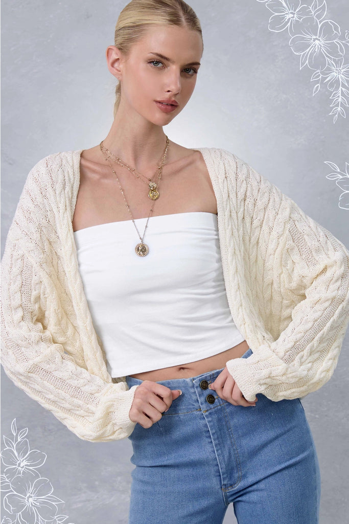 Sugar Open Knit Scallop Edge Cardigan - Watermelon Pink