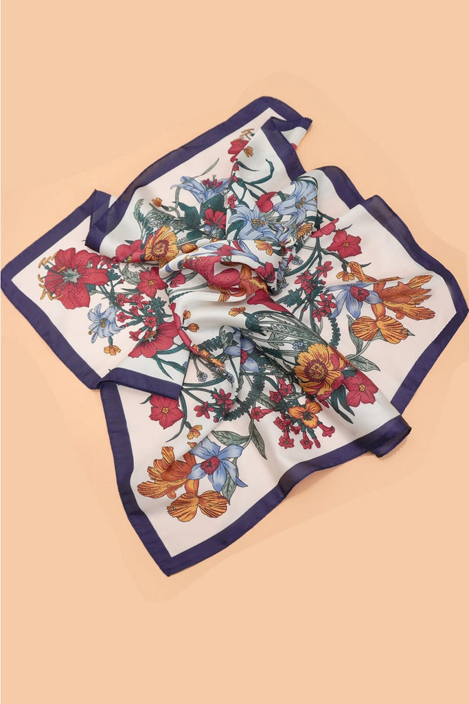 Poppy Floral Print Bandana Scarf - BluePeppermint Boutique