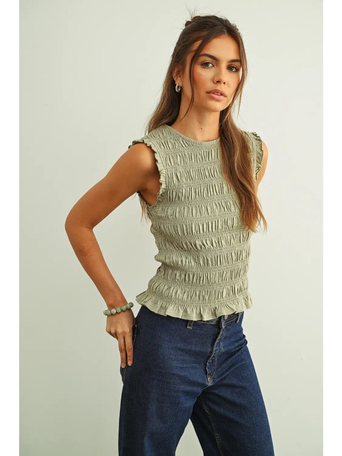 All Day Smocked Sleeveless Top | BluePeppermint Boutique