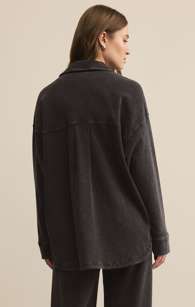 Z Supply | All Day Knit Denim Jacket - Vintage Black - BluePeppermint Boutique