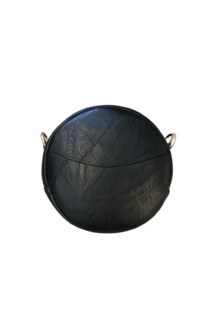 Small Round Vegan Leather Messenger - BluePeppermint Boutique