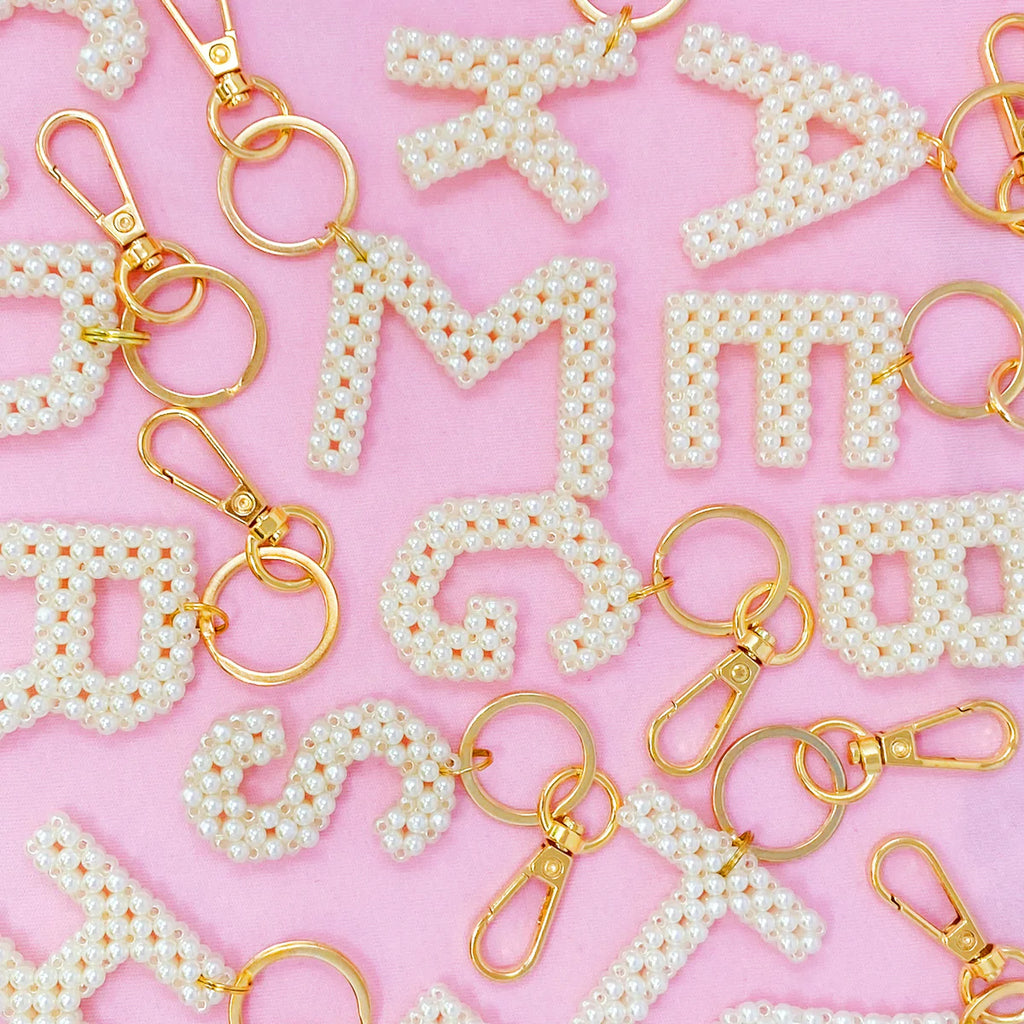 Retro Pearl Initial Keychain - BluePeppermint Boutique