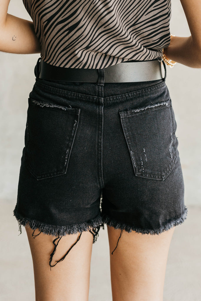 Emma High Rise Destroyed Shorts - BluePeppermint Boutique