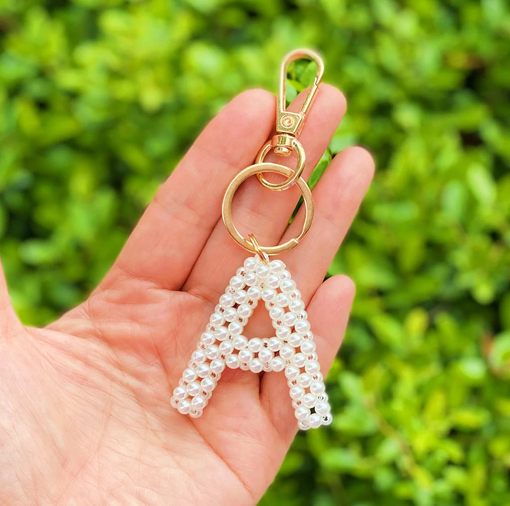 Retro Pearl Initial Keychain - BluePeppermint Boutique