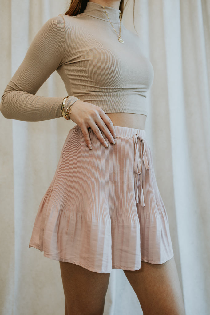 Colette Woven Pleated Skirt - BluePeppermint Boutique